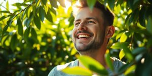 Man feeling energetic, natural health focus