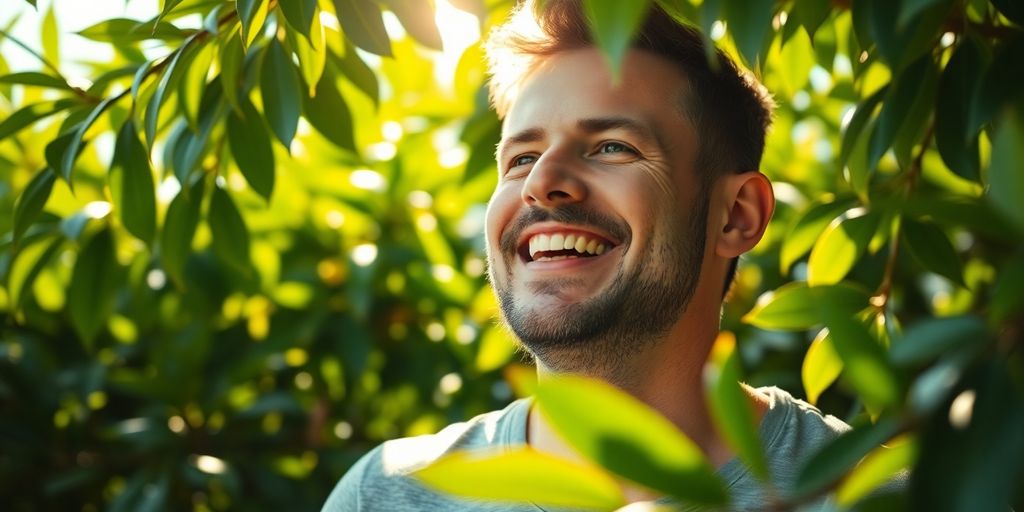 Man feeling energetic, natural health focus