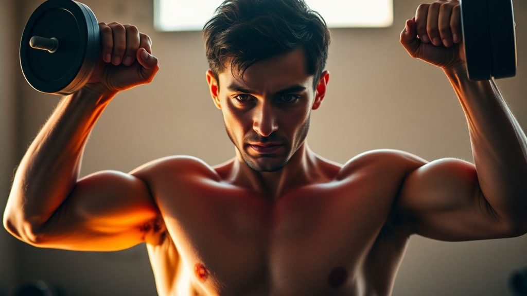 Person lifting weights, healthy and strong.